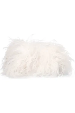 The Attico Midnight Satin Clutch W/ Feathers