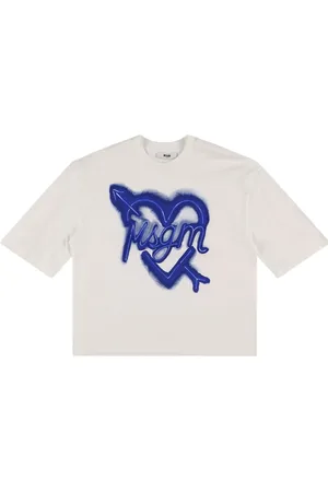 Msgm Heart Printed Cotton Jersey T-shirt
