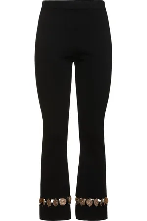 Paco rabanne Embellished Wool & Silk Flared Pants
