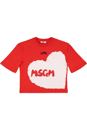 Msgm Love Logo Printed Cotton Jersey T-shirt