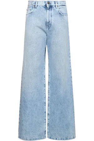 VERSACE Stonewashed Denim Wide Jeans
