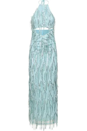 ROTATE Embellished Halter Neck Maxi Dress