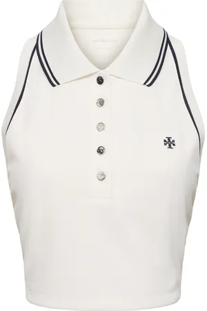 Tory Burch Logo Cropped Piquet Polo Tank Top