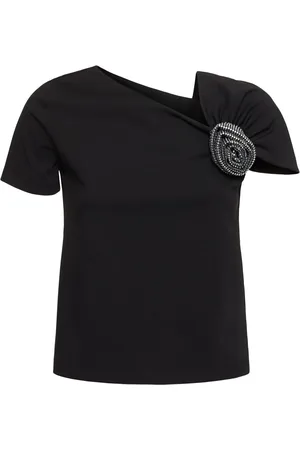 GIUSEPPE DI MORABITO Embellished Cotton Blend Top W/ Rose