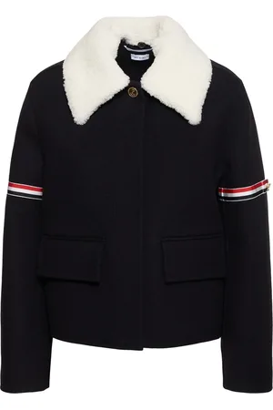 Thom Browne Boiled Wool Jacket W/shearling Collar