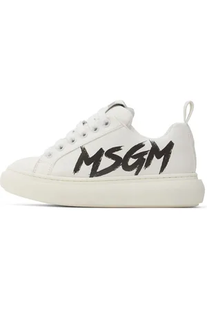 Msgm Logo Print Cotton Blend Lace-up Sneakers