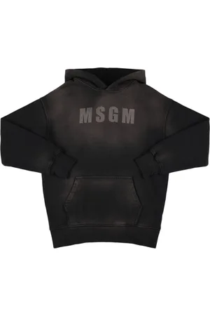 Msgm Logo Faded Cotton Sweatshirt Hoodie