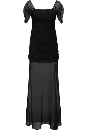 GIUSEPPE DI MORABITO Stretch Silk Cap Sleeve Long Dress