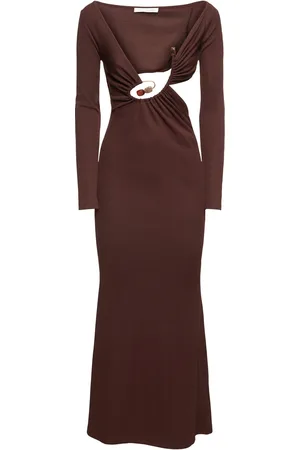 CHRISTOPHER ESBER Spiral Crystal Compact Rib Long Dress