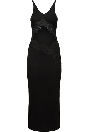 CHRISTOPHER ESBER Ribbed Tech Long Dress W/lace