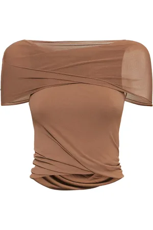 Rick Owens Lola Short Sleeve Wrap Crop Top