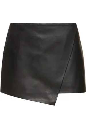 The Frankie Shop Cleo Leather Mini Wrap Skirt
