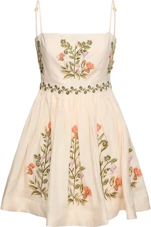 Agua by Agua Bendita Sapucai Flowers Linen Mini Dress