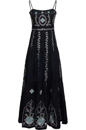 Agua by Agua Bendita Lima Embroidered Linen Long Dress