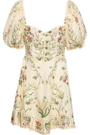 Agua by Agua Bendita Vuelo Puff Sleeve Linen Mini Dress