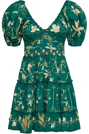 Agua by Agua Bendita Manzanilla Puff Sleeve Cotton Mini Dress