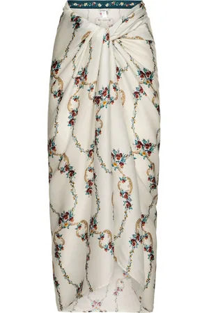 Agua by Agua Bendita Lavanda Floral Print Maxi Sarong Skirt