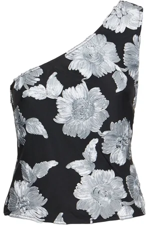 ROTATE Flower Mesh One Shoulder Top