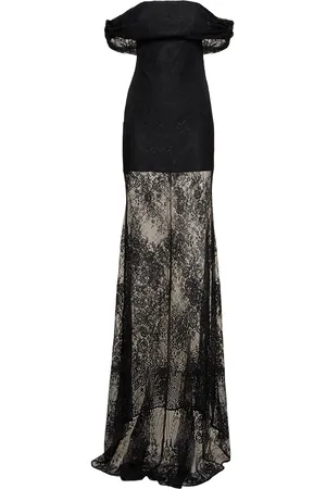 GIUSEPPE DI MORABITO Lace Off-shoulder Long Dress