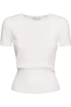 J.W.Anderson Cotton Pointelle Cap Sleeve T-shirt