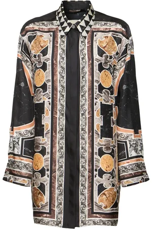 Roberto Cavalli Marmo Printed Silk Twill Shirt Dress