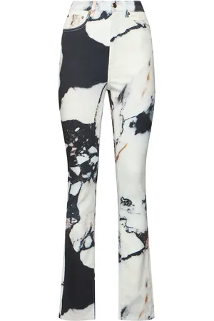 Roberto Cavalli Marmo Printed High Rise Straight Jeans