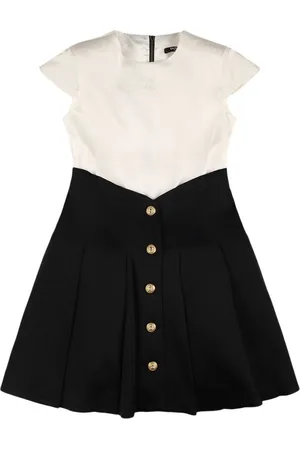 Balmain Two-tone Cady Dress W/ Buttons