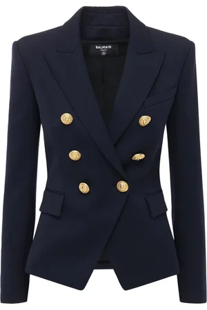 Balmain Double Breasted Wool Twill Blazer