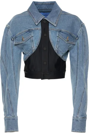 MUGLER Stretch Denim & Jersey Jacket