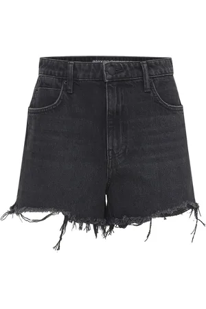 Alexander Wang Cotton Denim Shorts W/ Raw Cut Hem