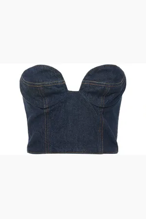 MAGDA BUTRYM Cropped Cotton Denim Corset Top