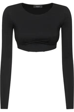 VERSACE Long Sleeve Tech Jersey Crop Top