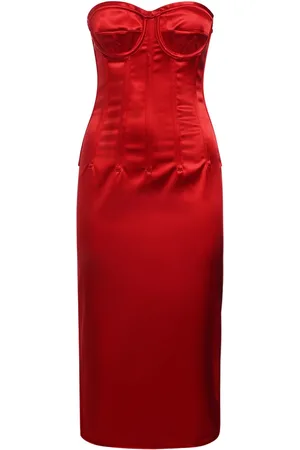 Dolce & Gabbana Stretch Satin Corset Midi Dress