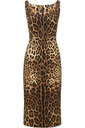 Dolce & Gabbana Leopard Print Charmeuse Midi Dress