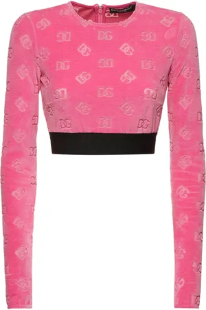 Dolce & Gabbana Chenille Monogram Jacquard Crop Top
