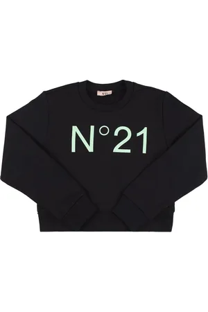 Nº21 Printed Cotton Crop Sweatshirt