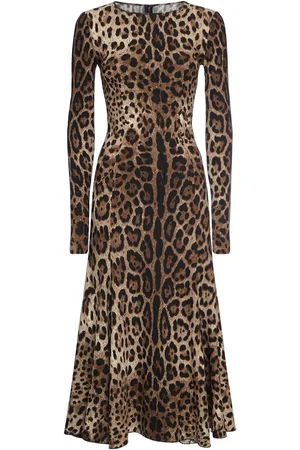 Dolce & Gabbana Leopard Print Cady Midi Dress