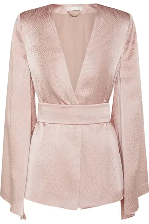 Max Mara Occhi Textured Satin Top W/belt