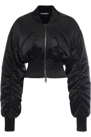 Dolce & Gabbana Draped Satin Cropped Bomber Jacket