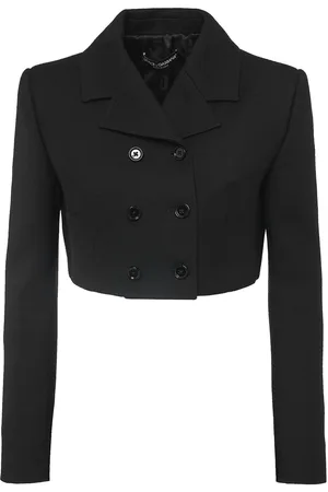 Dolce & Gabbana Double Breasted Wool Crepe Crop Blazer