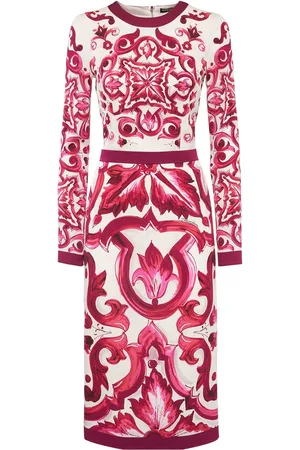 Dolce & Gabbana Maiolica Print Silk Midi Dress