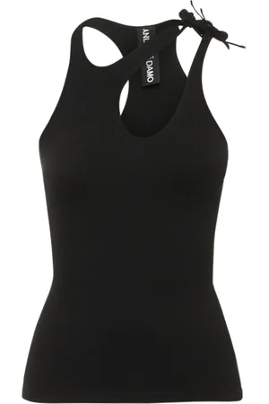 ANDREADAMO Ribbed Jersey Top W/ Double Straps