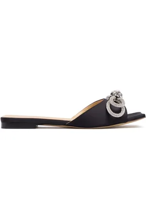 Mach & Mach 10mm Double Bow Satin Slide Sandals