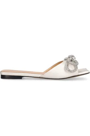 Mach & Mach 10mm Double Bow Satin Slide Sandals