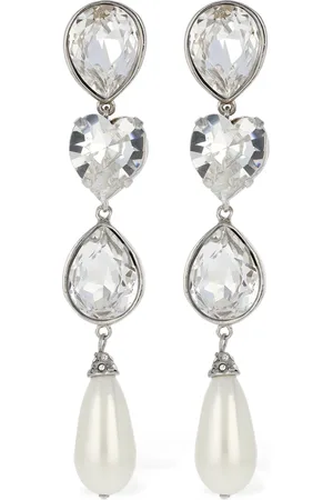 Alessandra Rich Earrings W/ Faux Pearl Pendants