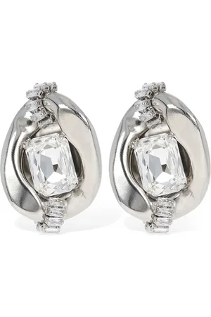 Alessandra Rich Chain Earrings W/ Crystals