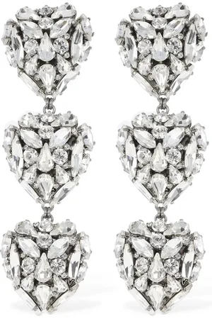 Alessandra Rich Crystal Hearts Earrings