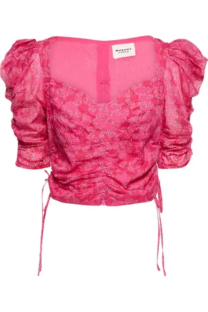 Marant Etoile Galaor Puff Sleeve Cotton Crop Top