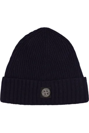 Stone Island Logo Patch Wool Blend Knit Beanie