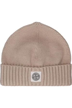 Stone Island Logo Patch Cotton Blend Knit Beanie